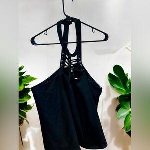 Charlotte Russe high neck with criss cross ties